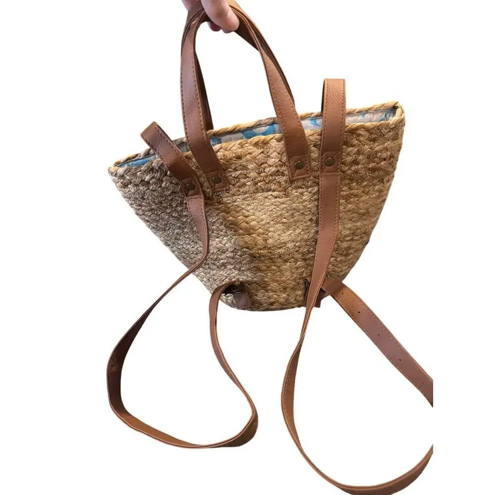 XIX Palms Shorebreak Woven Jute Picnic Cooler Bag Backpack Insulated